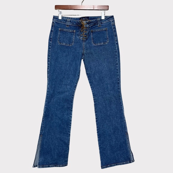 lei Denim - LEI Vintage Y2k Size 11 Flare Baggy Jean Tie Waist Mid Rise